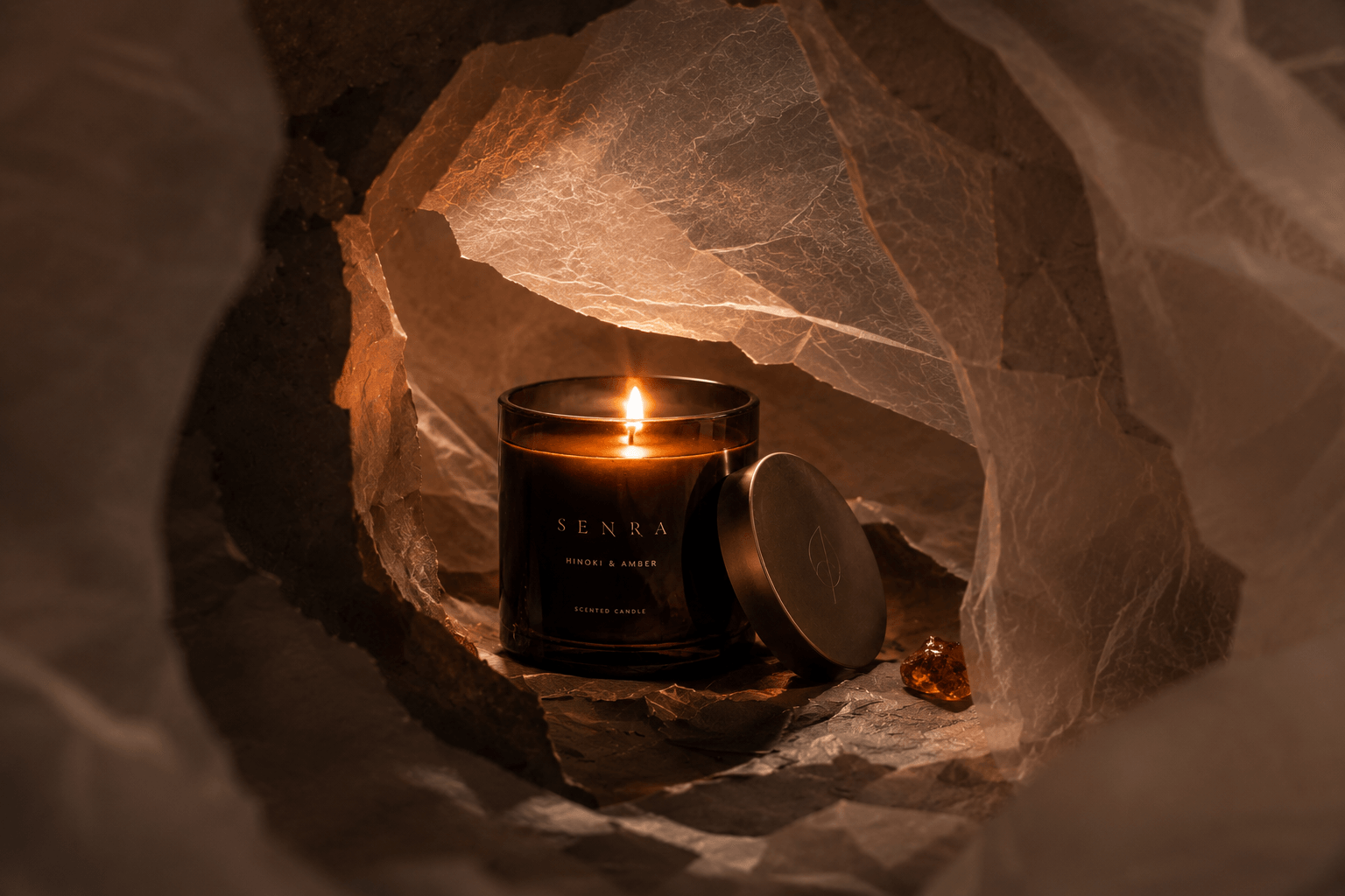 Senra scented candle — visual direction 2