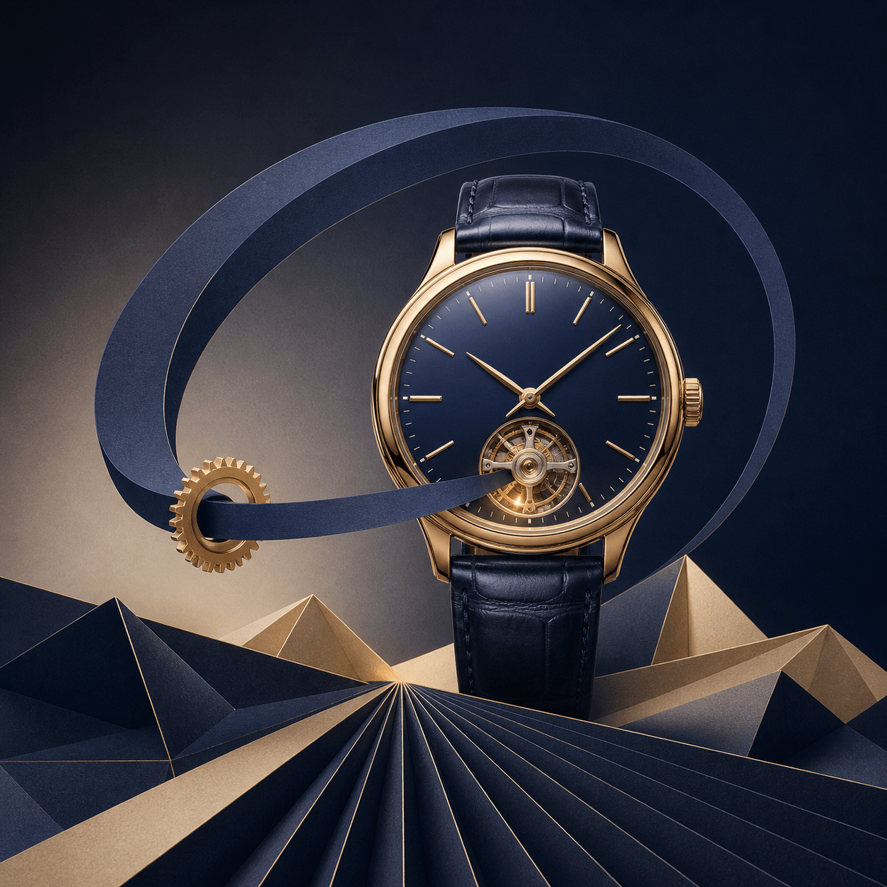Mechanical timepiece generating an orbit through folded paper architecture