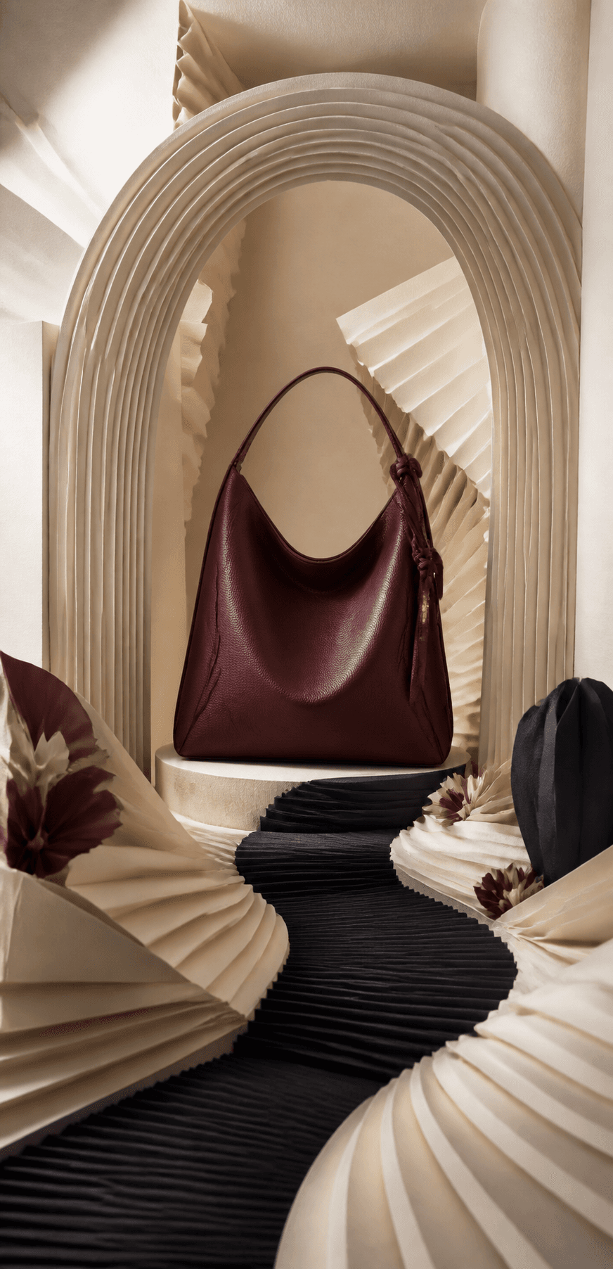Fashion product inside a handcrafted paper world