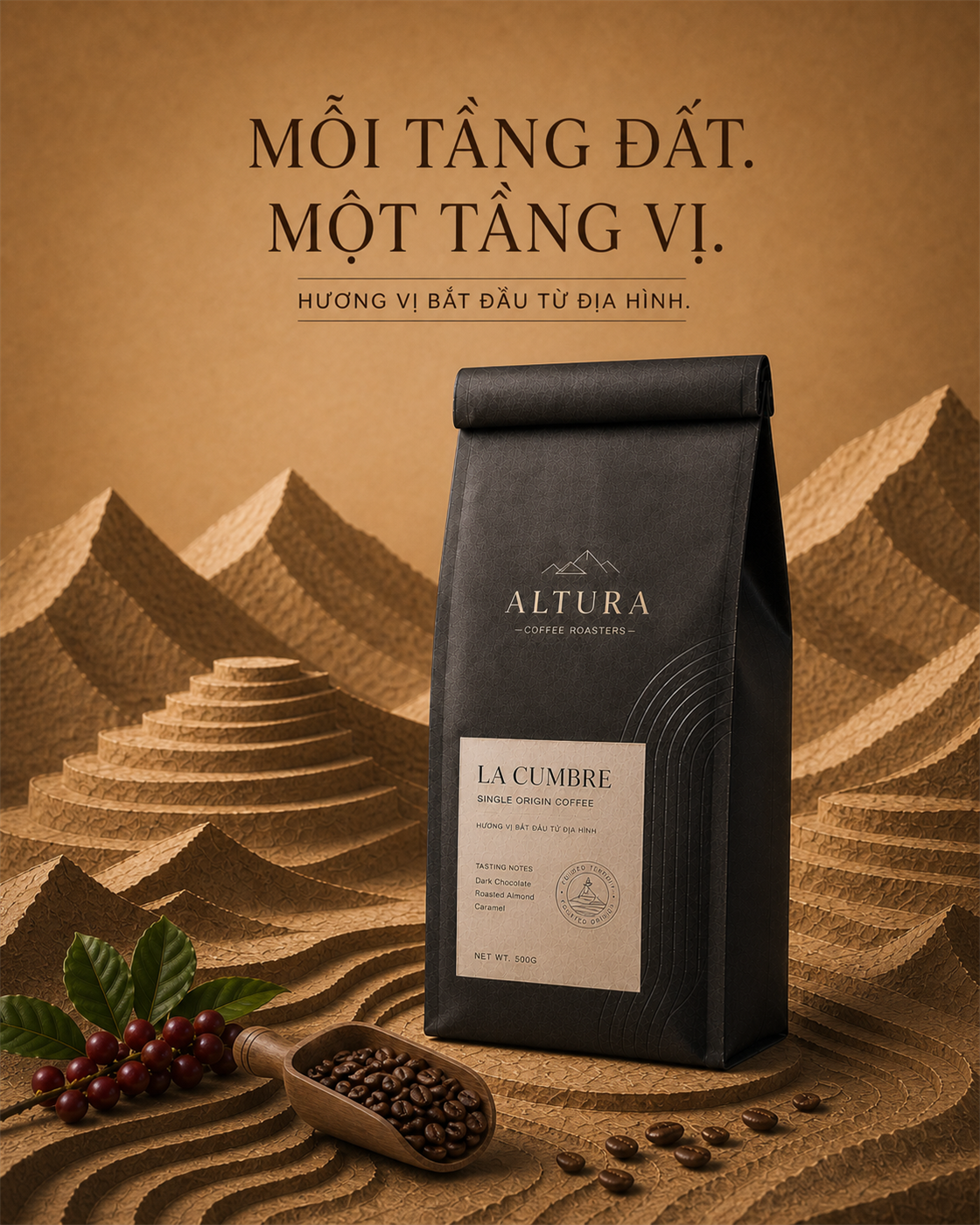ALTURA 4:5 campaign poster: Mỗi tầng đất. Một tầng vị.